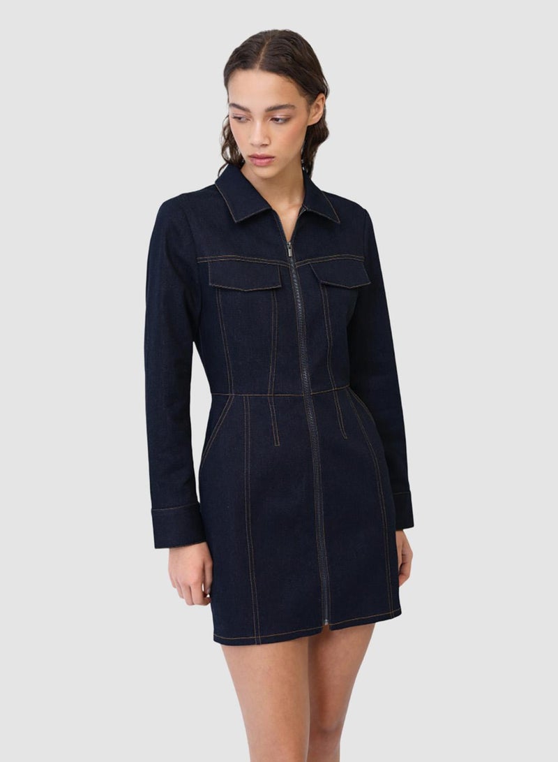 French Connection Yami Raw Wash Denim Dress - Image 4